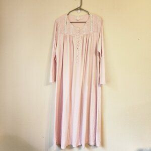Eileen West Pink Floral Long Slv Ballet Nightgown Cottage Core Women L Classic